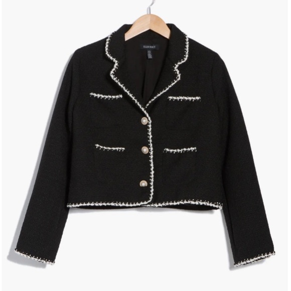 Ellen Tracy Jackets & Blazers - Ellen Tracy Contrast Trim Tweed Blazer NWT Black L old money sailor chic preppy